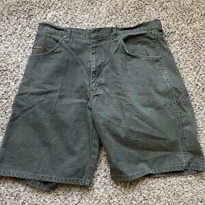 Big Smith Shorts 34 Mens Green Plaid Canvas Carpenter Ripstop Utility Workwear